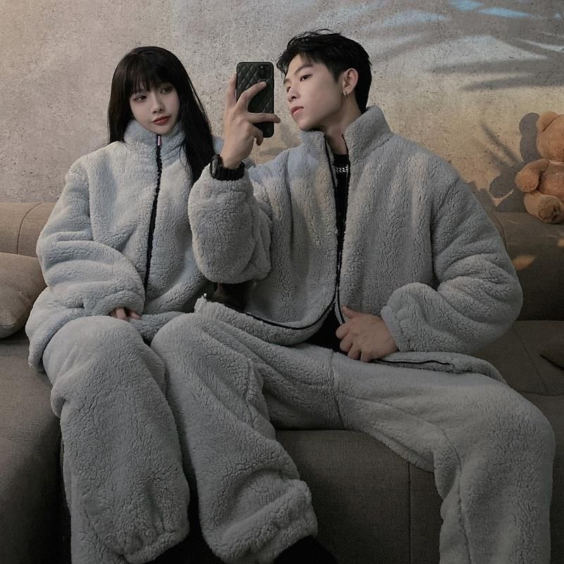 Mẫu Mới.Bộ Đồ Ngủ Nam Nữ Mùa Đông Dày Plus Nhung Nỉ San Hô Siêu ấm Các Cặp Đôi Có Thể Mặc Quần Áo Ở Nhà
