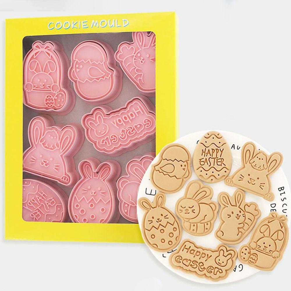 Set 8 Khuôn Nhựa Làm Bánh Hình Thỏ Phục Sinh 3D