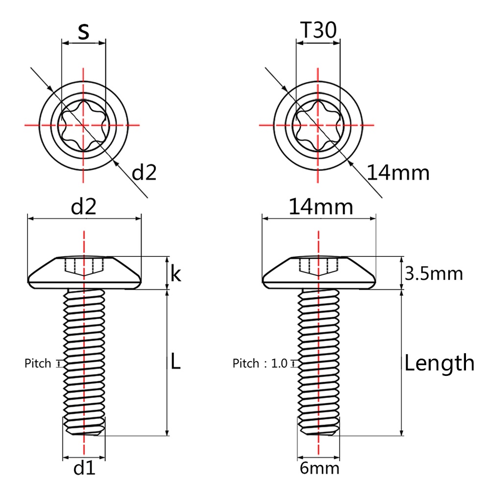 Ốc lục giác WANYIFA FENDER bằng titan M6x12 15 20mm trang trí kính chắn gió xe mô tô