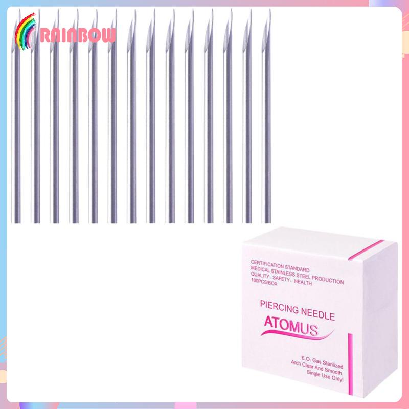 Bộ 100 Kim Xỏ Khuyên Bằng Thép Không Gỉ Hahaha1 12 / 14 / 16 / 18 / 20G