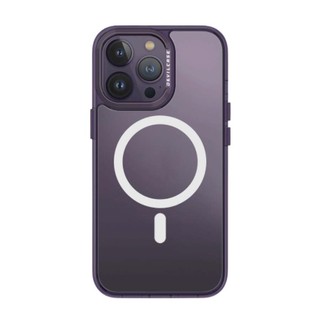 Ốp lưng trong suốt DEVILCASE Mag.safe tiêu chuẩn viền Tím hỗ trợ sạc không dây cho iP 14 Pro Max 14 Pro 14 Plus 14