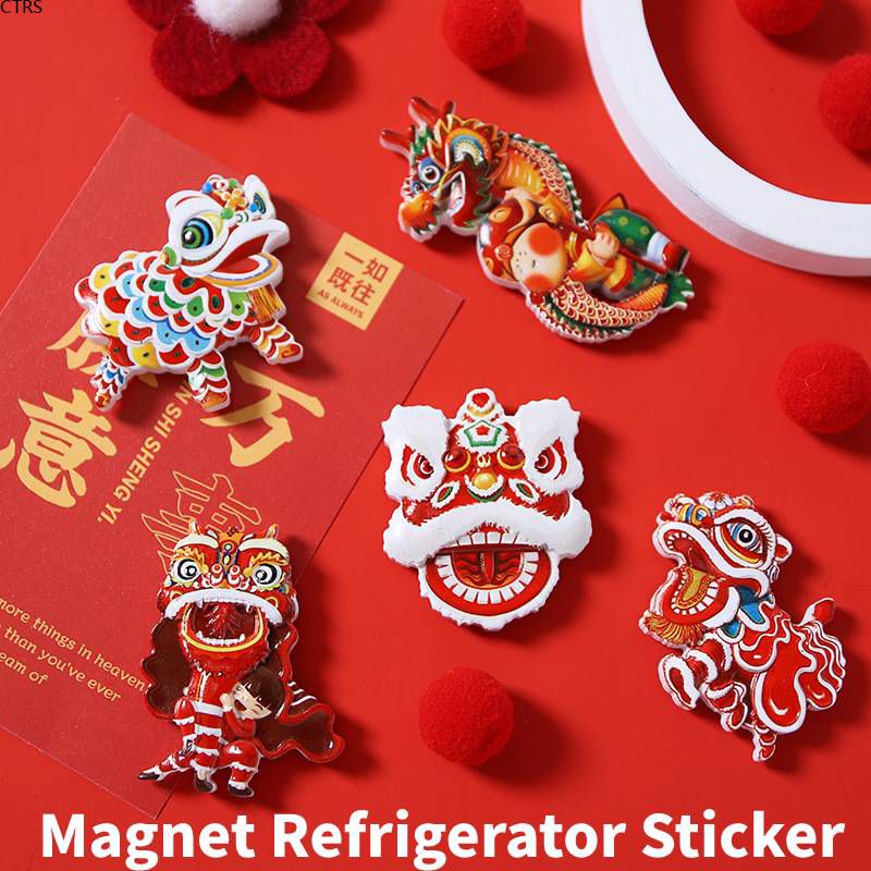 Miếng Dán Nam Châm Tủ Lạnh Tết Nguyên Đán 2023 Miếng Dán Tủ Lạnh CNY Miếng Dán Nam Châm Màu Đỏ Lễ Hội Trang Trí Sáng Tạo Khóa Nam Châm Tủ Lạnh Gia Đình
