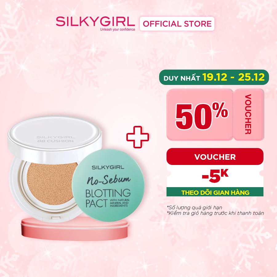 COMBO 2 hộp BB Cushion Silkygirl 15g + phấn phủ nén Blotting Pact 7g