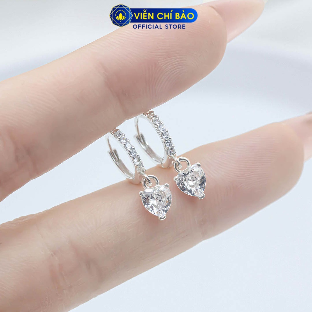 Bông tai bạc nữ trái tim chất liệu bạc 925 thời trang phụ kiện trang sức nữ Viễn Chí Bảo B400039