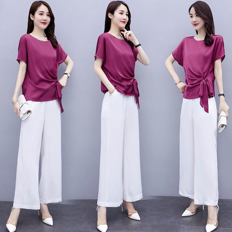 Bộ Áo Lửng + Quần Dài Ống Rộng Thời Trang Phong Cách Phương Tây Cho Nữ
