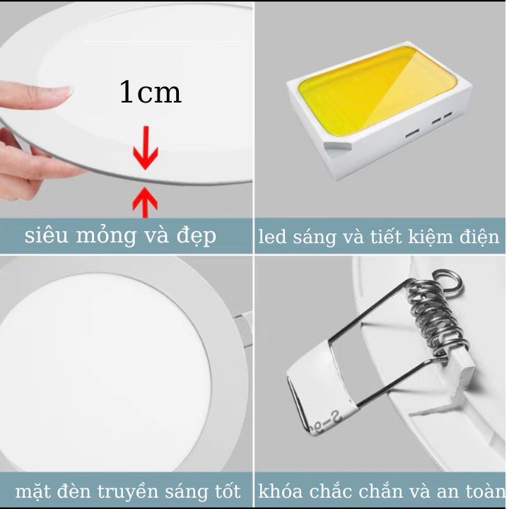 Đèn led âm trần thạch cao tường downlight siêu mỏng 3w 6w 9w 12w tròn vuông