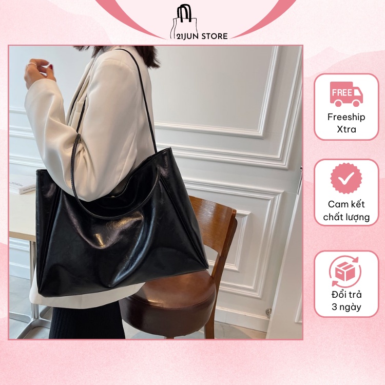 Túi tote da nữ đeo vai cao cấp đi học đi chơi đi làm, túi xách da size to đựng laptop sách vở - 21JUN STORE