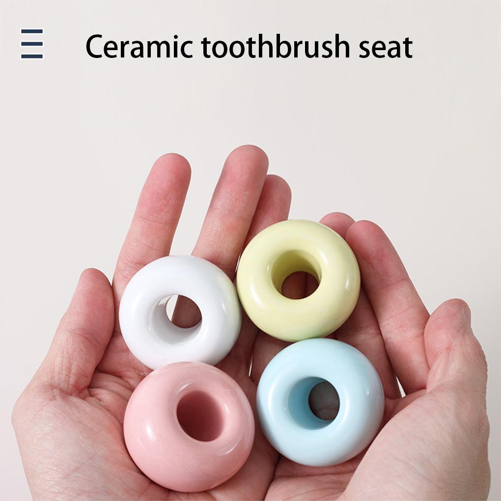 Giá Đỡ Bàn Chải Đánh Răng Bằng Sứ Hình Tròn Mini Đa Năng Tiện Dụng Ốp