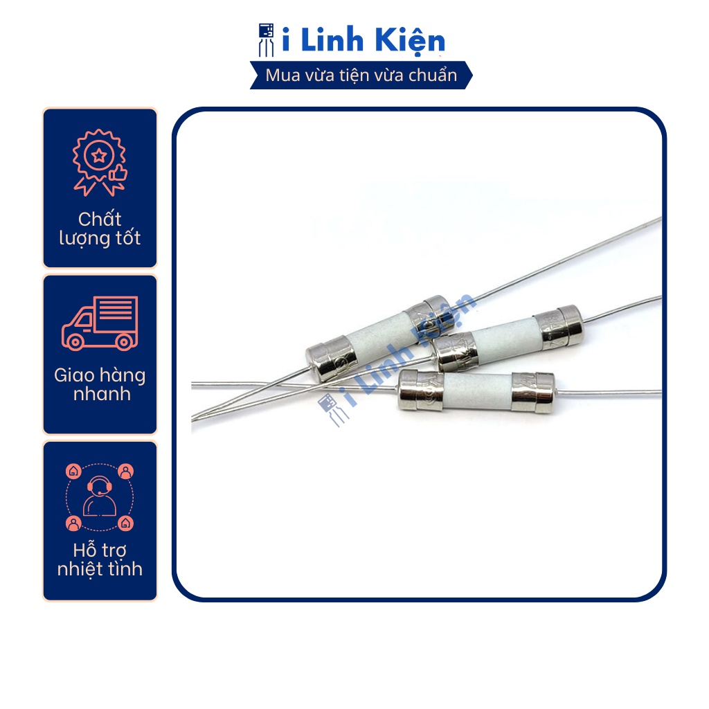 Cầu chì sứ 1A 2A 3A 5A 8A 10A 15A 20A 250V 5x20mm chính hãng độ bền cao.
