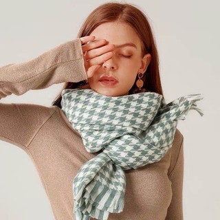 Khăn quàng cổ mùa đông Cashmere kẻ sọc choàng cổ trùm đầu giữ ấm Nam nữ hàng Cao Cấp