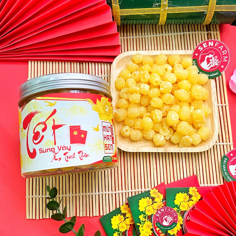 Hũ Mứt Tết - Mứt Hạt Sen ít đường thượng hạng Senfarm