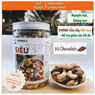 Granola siêu hạt ăn kiêng ngũ cốc giảm cân không đường eat clean nhiều dinh dưỡng vị Socola hộp 500g từ CLF Foods