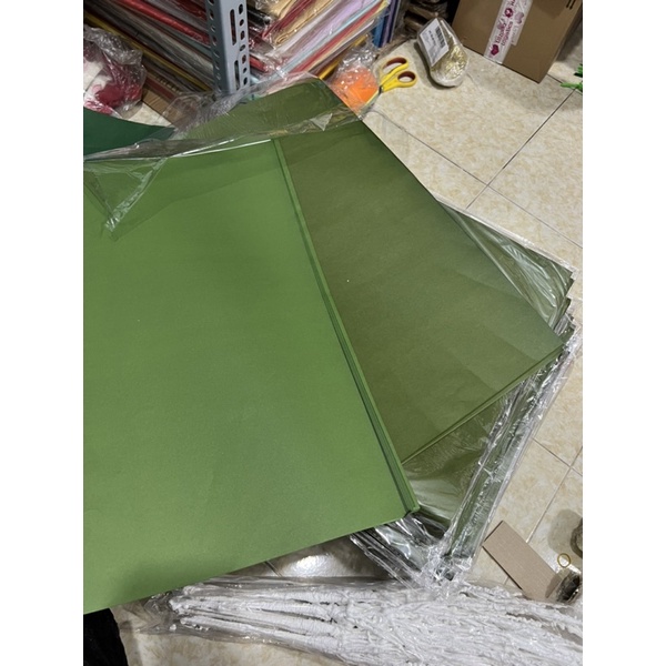 1 tờ  GIẤY MỸ THUẬT Xanh lá đậm/ xanh rêu 50x75cm- 60gsm