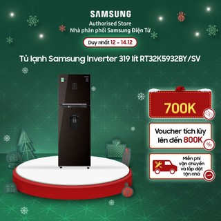 Tủ lạnh samsung inverter 319 lít rt32k5932by/sv mới 2020, dàn lạnh hoạt động độc lập ngăn đá lớn lấy nước bên ngoài