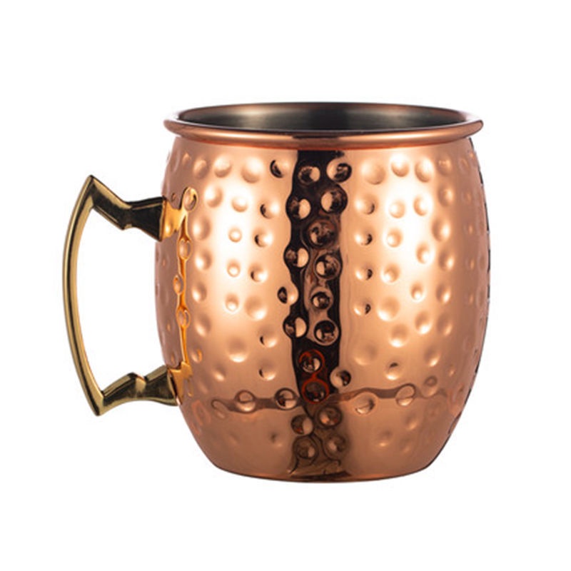 100% Thương Hiệu Mới Moscow Mule Cup Cocktail Rượu Thủy Tinh Inox 304 In Búa Hoa Hồng Mạ Vàng Thanh 