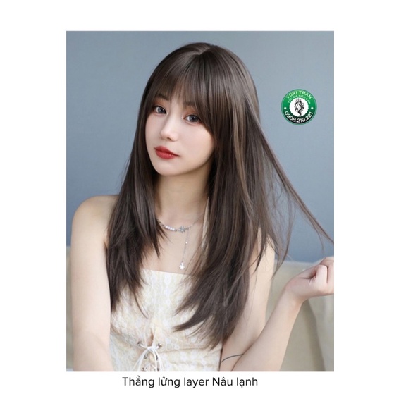 Tóc giả nguyên đầu layer Nâu Lạnh - Tơ cao cấp độc quyền siêu mượt, tự nhiên 100%