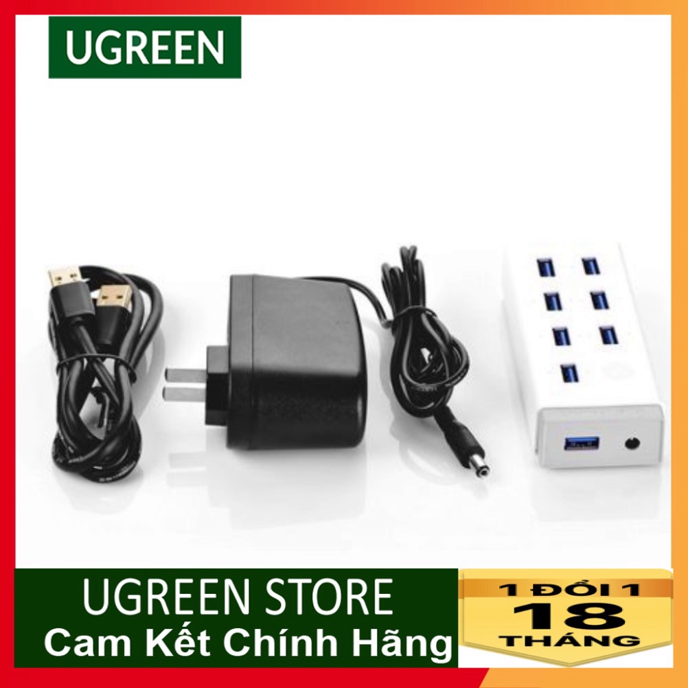 Bộ chia USB 7 Cổng USB 3.0 Ugreen 20296 CR116 Cao Cấp Có công tắc+Nguồn 12V 2A Chính Hãng