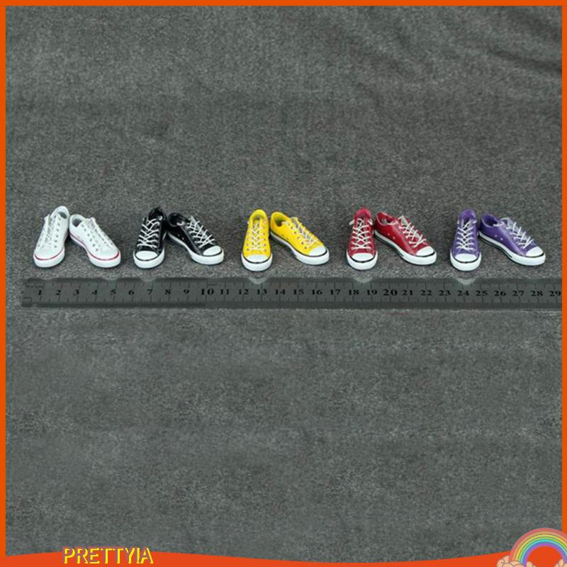 Giày Thể Thao Cột Dây Vải Bạt Đế Phẳng Màu Trắng Cho Búp Bê 12 "Tỷ Lệ 1 / 6