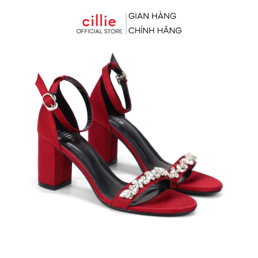 Giày Sandal Nữ Cillie Cao Gót Đi Tiệc Sang Trọng Gót Vuông 7p Chắc Chắn Không Đau Chân 1121