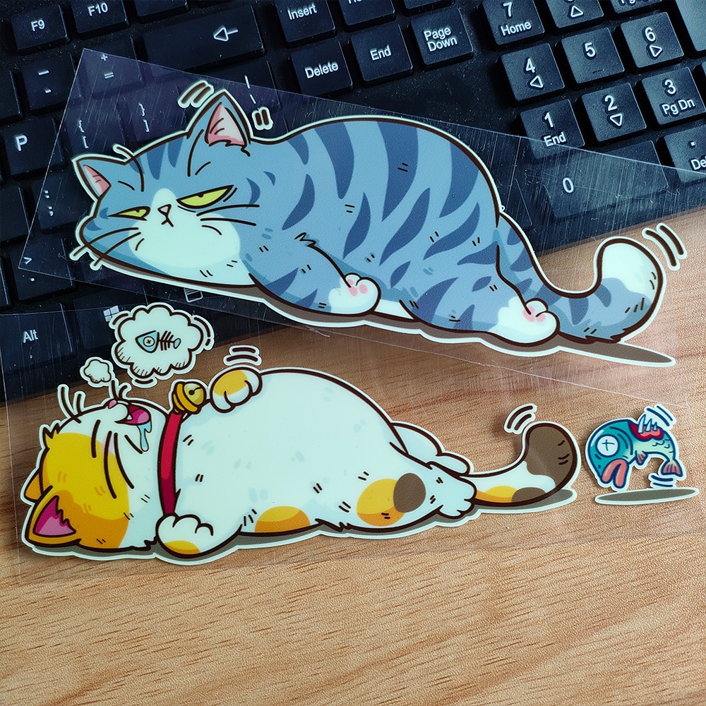 Mèo Nhãn dán phát sáng Mèo buồn ngủ Mèo tường leo núi Mèo cưng Nhãn dán xe máy ô tô Kính chắn gió Cản Cửa xe Decal trang trí dễ thương vui nhộn