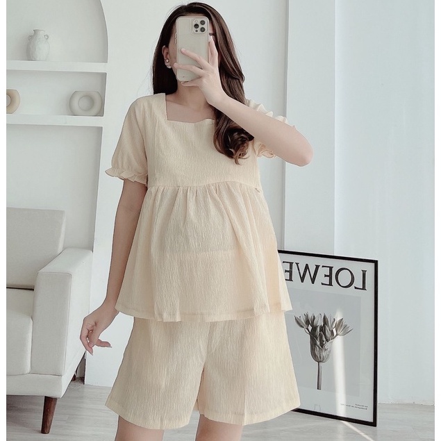 MEDYLA - Bộ đồ bầu mặc nhà hè thu đũi mềm có khóa chất mát cho bầu mặc thoải mái trong và sau sinh - SP331