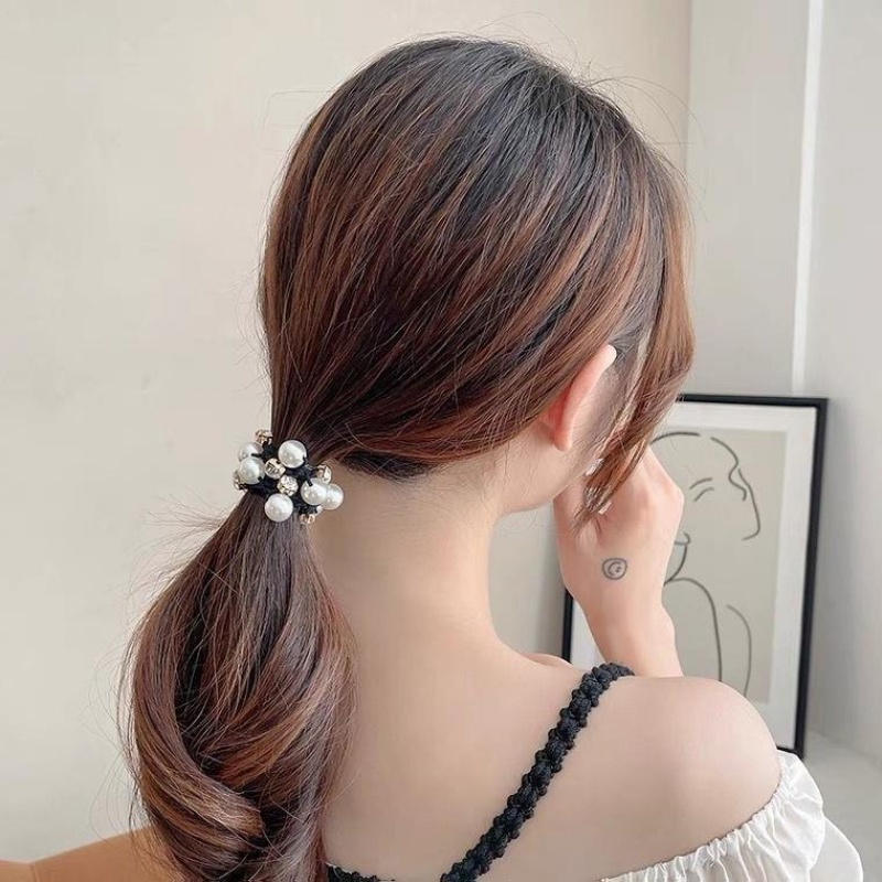 Dây Buộc Tóc Đính Ngọc Trai Giả Co Giãn Thời Trang Cho Nữ