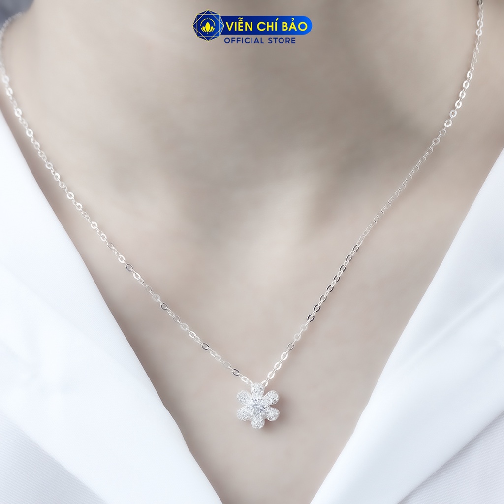 Dây chuyền hoa 6 cánh đính đá chất liệu bạc 925 thời trang phụ kiện trang sức nữ Viễn Chí Bảo D400811