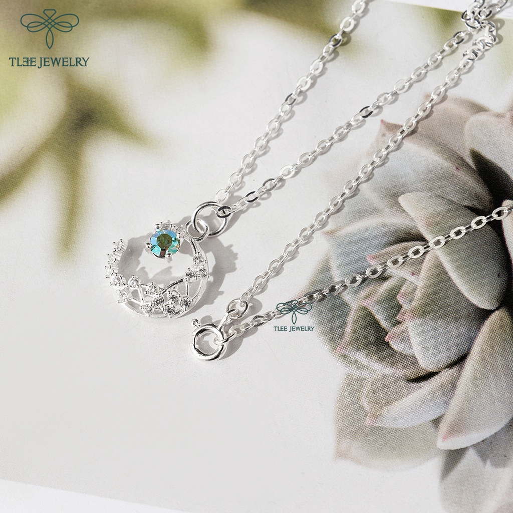 Dây chuyền bạc nữ TLEE Dây chuyền mặt trăng pha lê đính đá lấp lánh TleeJewelry D0147