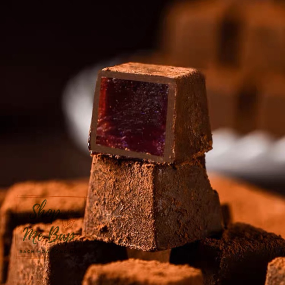 Bánh Nama Socola 408g - Sôcôla Tươi Nhân Trái Cây - Socola Đen Truffle hộp Vuông