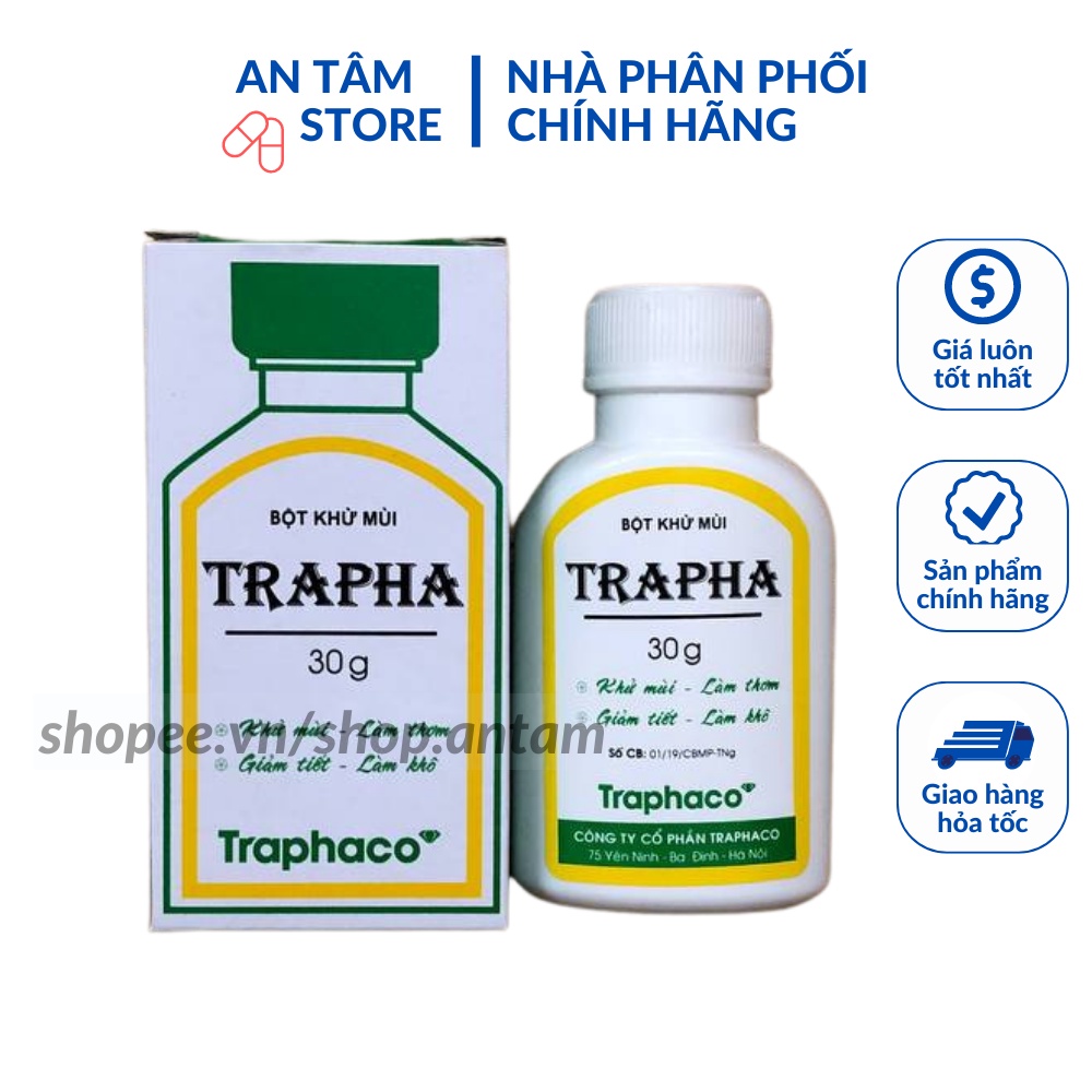 Bột khử mùi Trapha - Hỗ trợ điều trị hôi nách, hôi chân, giúp khử mùi, sát trùng