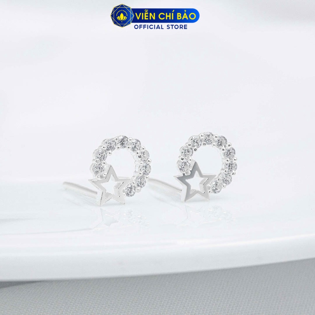 Khuyên tai bạc nữ sao đá chất liệu bạc 925 thời trang phụ kiện trang sức nữ Viễn Chí Bảo E094