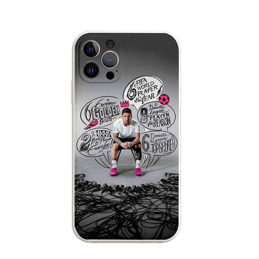 Ốp lưng iphone cạnh vuông cầu thủ Mes.si bóng đá Argen.tina bảo vệ cam 6plus/7/8/8plus/x/xs/11/12/13/14/pro/plus/promax