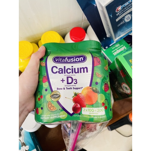 🍒🍓🍑 #KẸO DẺO BỖ SUNG CANXI + D3 100 viên Mỹ🇺🇸 -#VITAFUSION - CALCIUM 500MG + 25mcg D3 - Bone & Teeth Support 🍒🍓🍑