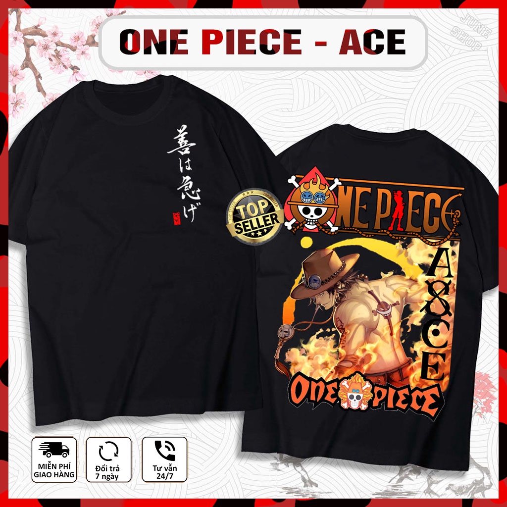 Áo One Piece - D.Ace, Áo Anime in hình Zoro, Luffy, Sanji, chất liệu cotton 4 chiều thoáng mát