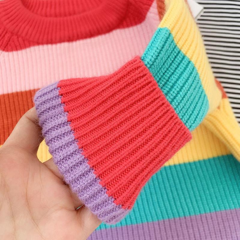 Áo Sweater Màu Cầu Vồng Dễ Thương Thời Trang Cho Bé Gái