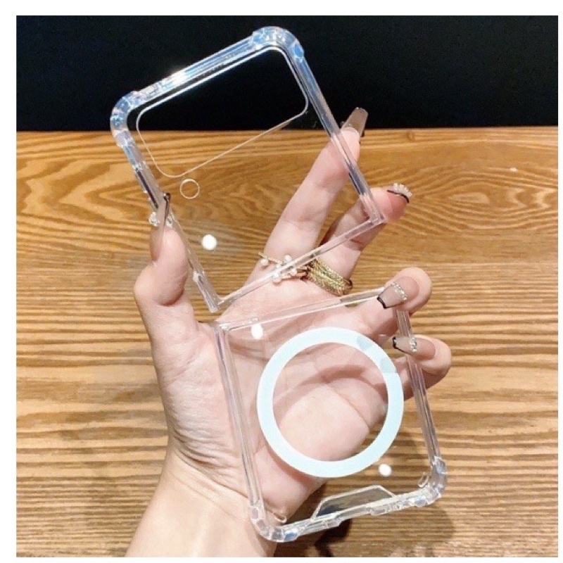 Samsung Z Flip 5/Z Fold 5/Z Fold 4,Z Fold 3,Fold  2,Flip 3 5G, Flip 4 _Ốp lưng hỗ trợ sạc không dây trong cứng viền dẻo