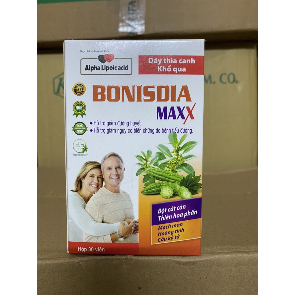 Viên uống Bonisdia Maxx -Hỗ trợ giảm tiểu đường, giảm nguy cơ biến chứng (Lọ 30 viên)