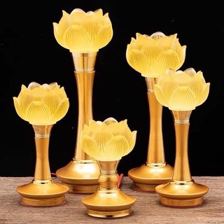 Đèn thờ hoa sen lưu ly 1 bông, cặp đèn thờ lưu ly hoa sen