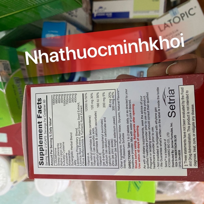 Viên Uống Glutathione 1800MG Thải Độc Tố, Mịn Da Trắng Hồng, Ngăn Ngừa Lão Hóa Tăng Miễn Dịch Cơ Thể