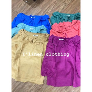 áo sơ mi Linen cổ sen , ảnh chụp thật cận chât