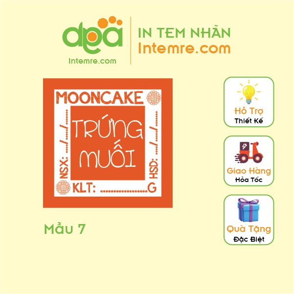 100 Tem Nhãn Giấy Decal Dán Intemre.com Bánh Trung Thu Hình Vuông 3x3cm - Mẫu 7