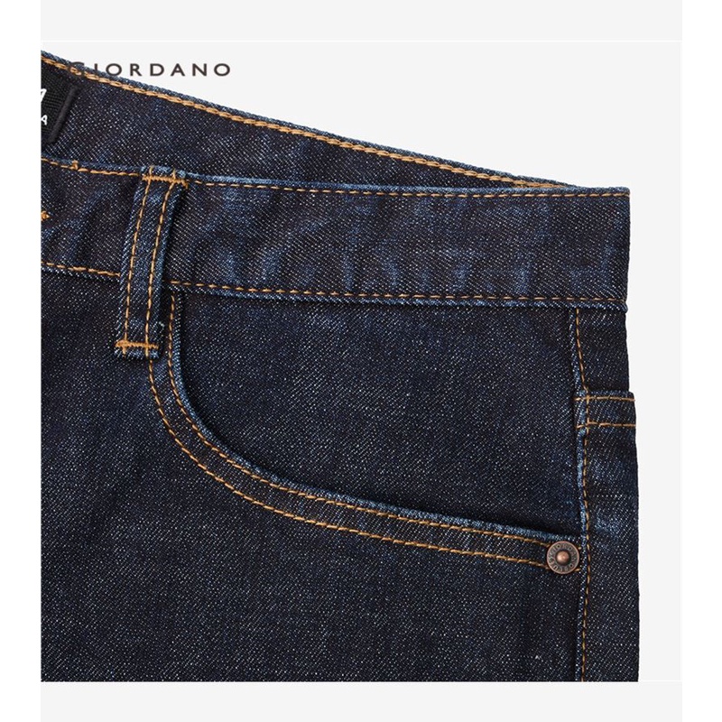 Quần jean GIORDANO 01112735 denim lót lông cừu dáng rộng có 5 túi dành cho nam