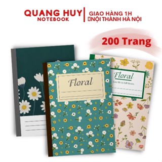 Combo 3 quyển vở 200 trang Quang Huy mẫu Hoa, tập vở học sinh luyện chữ, sổ giáo án ghi chú giấy kẻ ngang