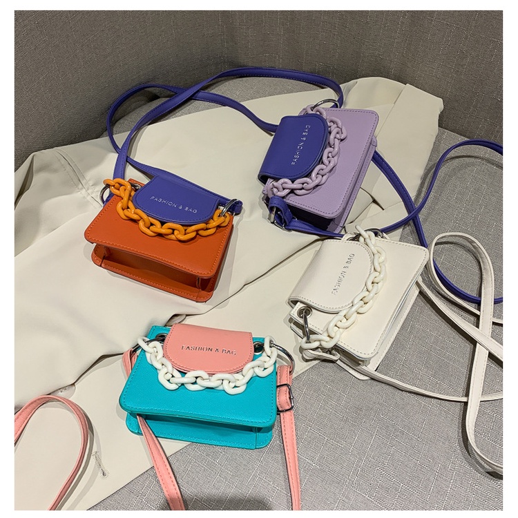 Túi Đeo Chéo Mini Hình Vuông Màu Sắc Thời Trang Mùa Hè Dành Cho Nữ