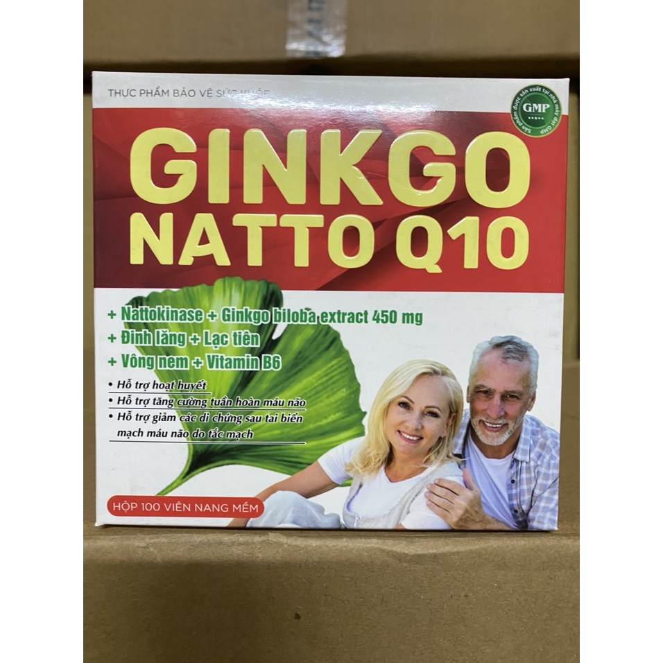(Giá tốt, hiệu quả) GINKGO NATTO Q10- Ginkgo biloba 450mg - Hoạt huyết dưỡng não - Hộp 100 viên