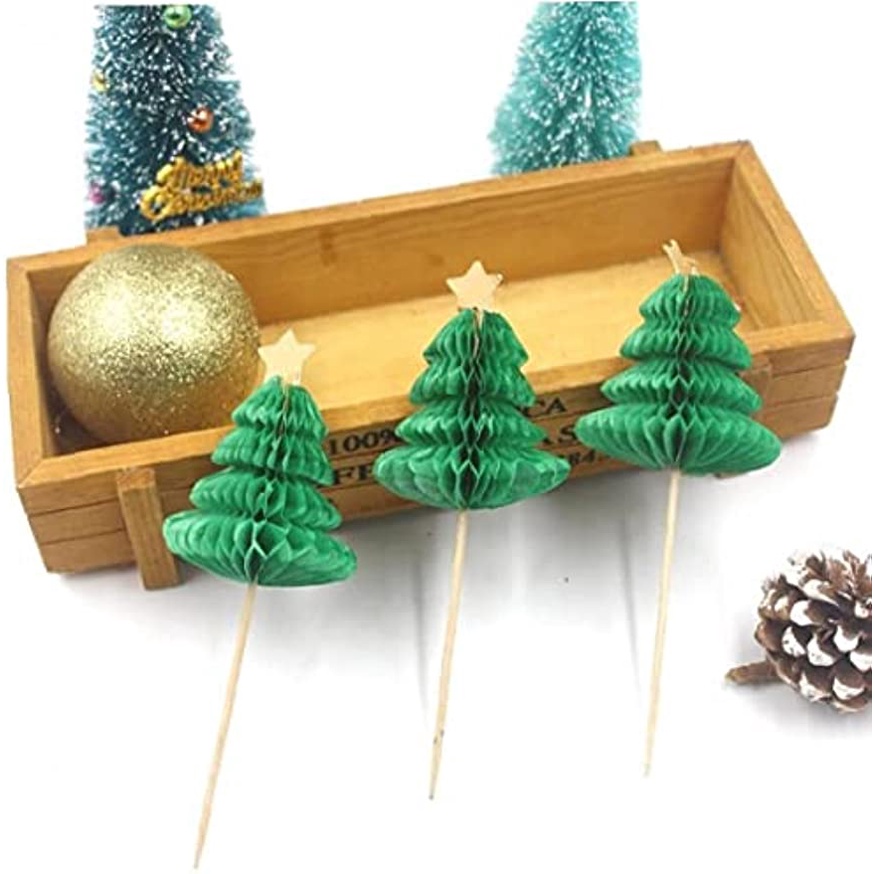 Bộ 50 Que Khuấy Trang Trí Cocktail Hình Cây Thông Giáng Sinh