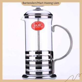 French Press Tay Cầm Inox Sọc Ngang Yami 600ml
