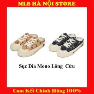 Giày MLB mule playball Monogram Dia Lót Lông Cừu - Giày Sục MLB Nam Nữ Chính Hãng Chuẩn Auth