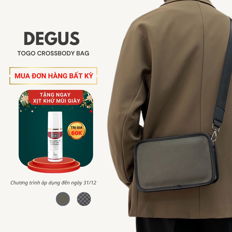 Túi đeo chéo nam nữ unisex chất liệu da cao cấp, cặp đeo chéo nhiều ngăn Degus DT07