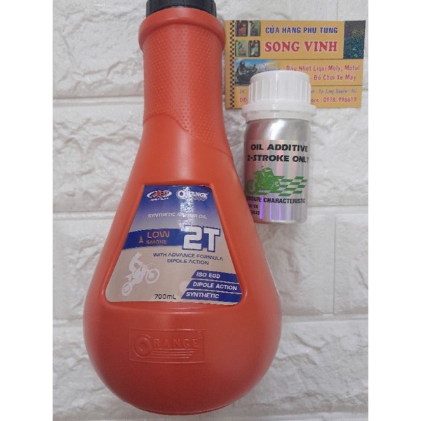 Nhớt Thơm 2 Thì Orange 700ml Và Phụ Gia 70ml Cao Cấp Cho Xe Xipo pha tương 7 Lần thay nhớt